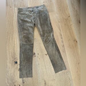 Meindl German High Quality Tan Genuine Suede Straight-Leg Pants.